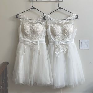 2 for 1!! Two white bridesmaid/ formal/ party dresses one in size S and one in M